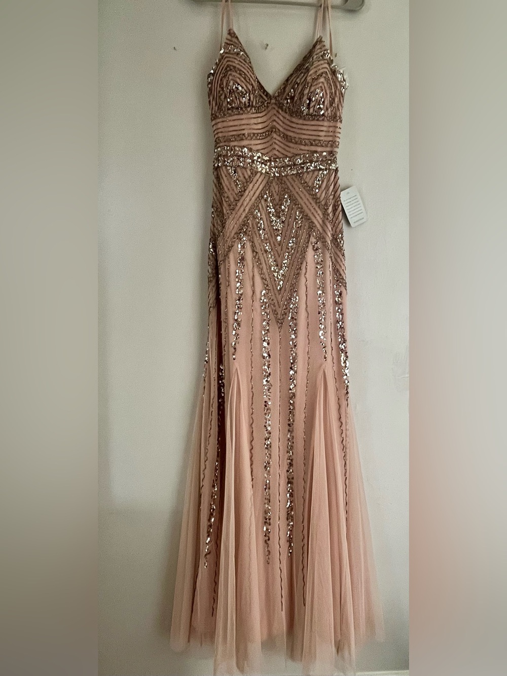 NWT Nordstrom Marina Pale Pink Sequined Gown